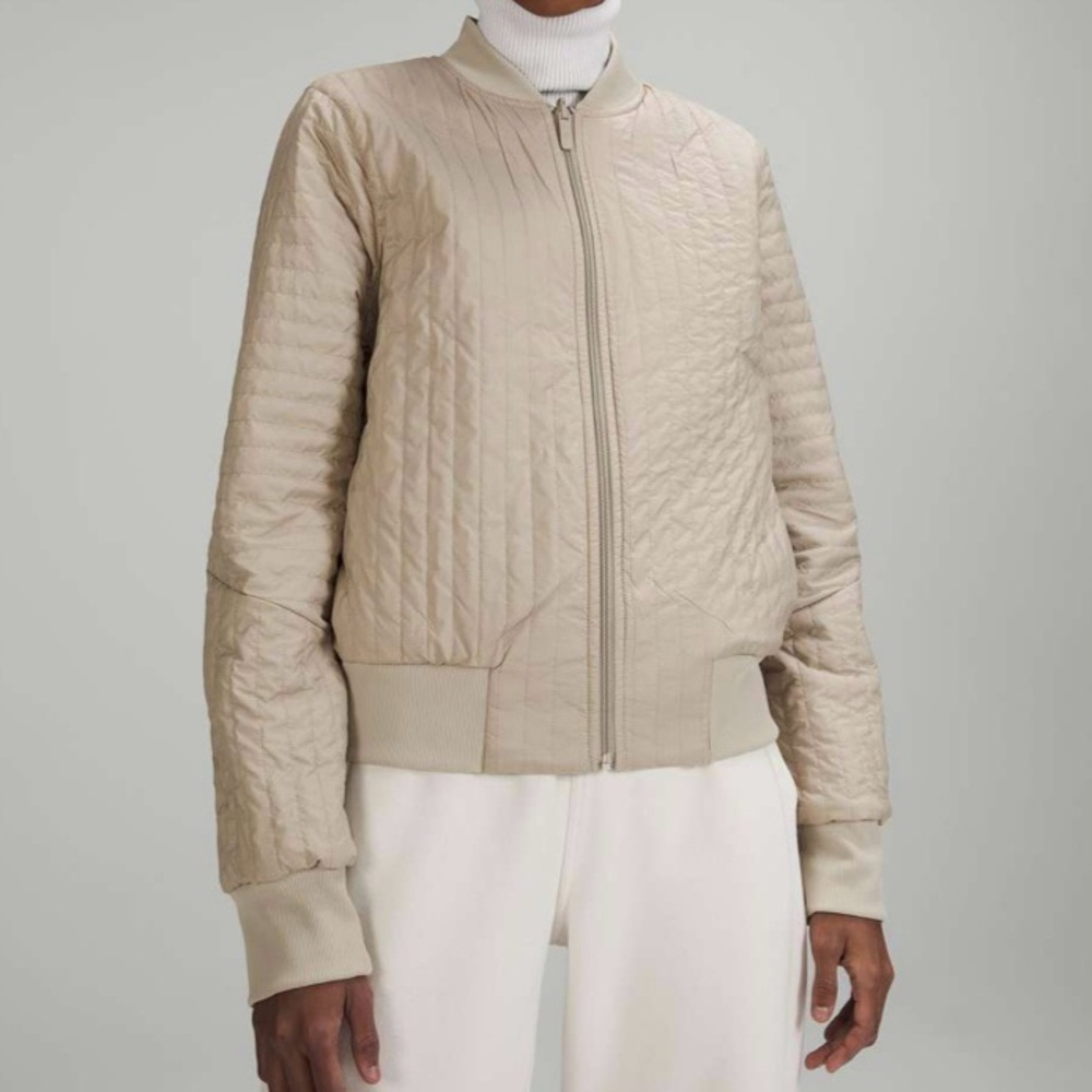 LULULEMON Raw Linen Non-Stop Cotton Bomber Reversible Glyde‎ PrimaLoft Jacket 6